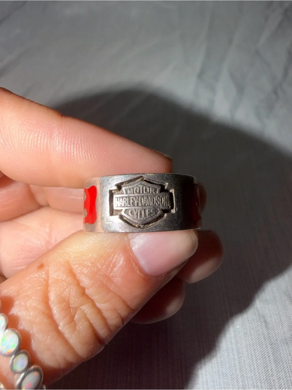 Harley Davidson 925 Sterling Silver Fire Ring Biker Motorcycle Unisex Vintage